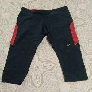 Nike Blue N Pink Spandex Quarter Pants Back Zipper Dri Fit Shoelace Tie String
